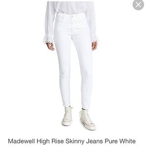 NWT Madewell 9” high rise skinny jeans pure white